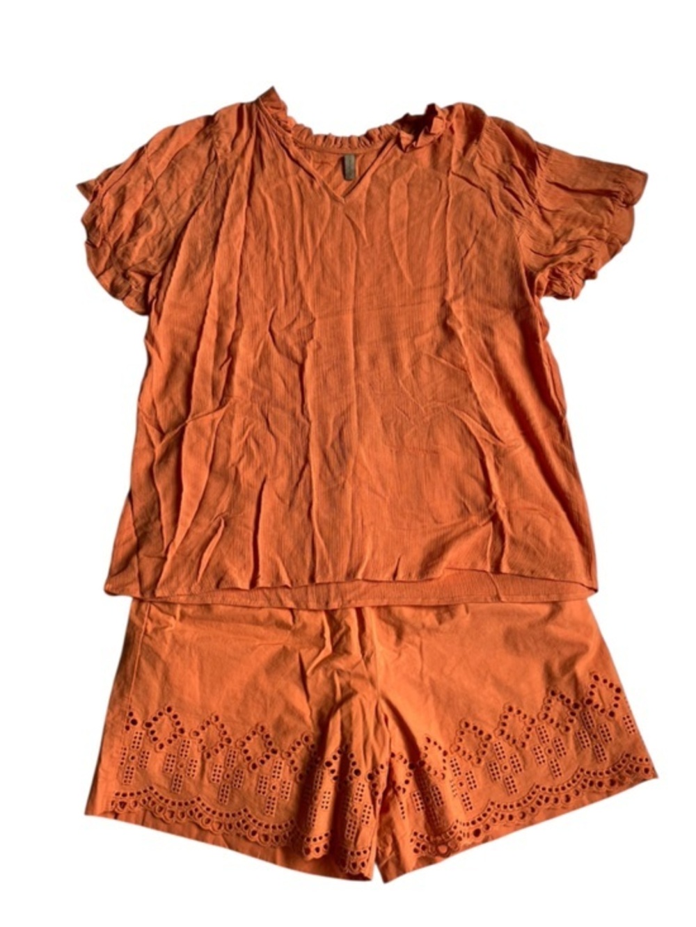 NWOT soyaconcept Orange Eyelet Hem Short Set
